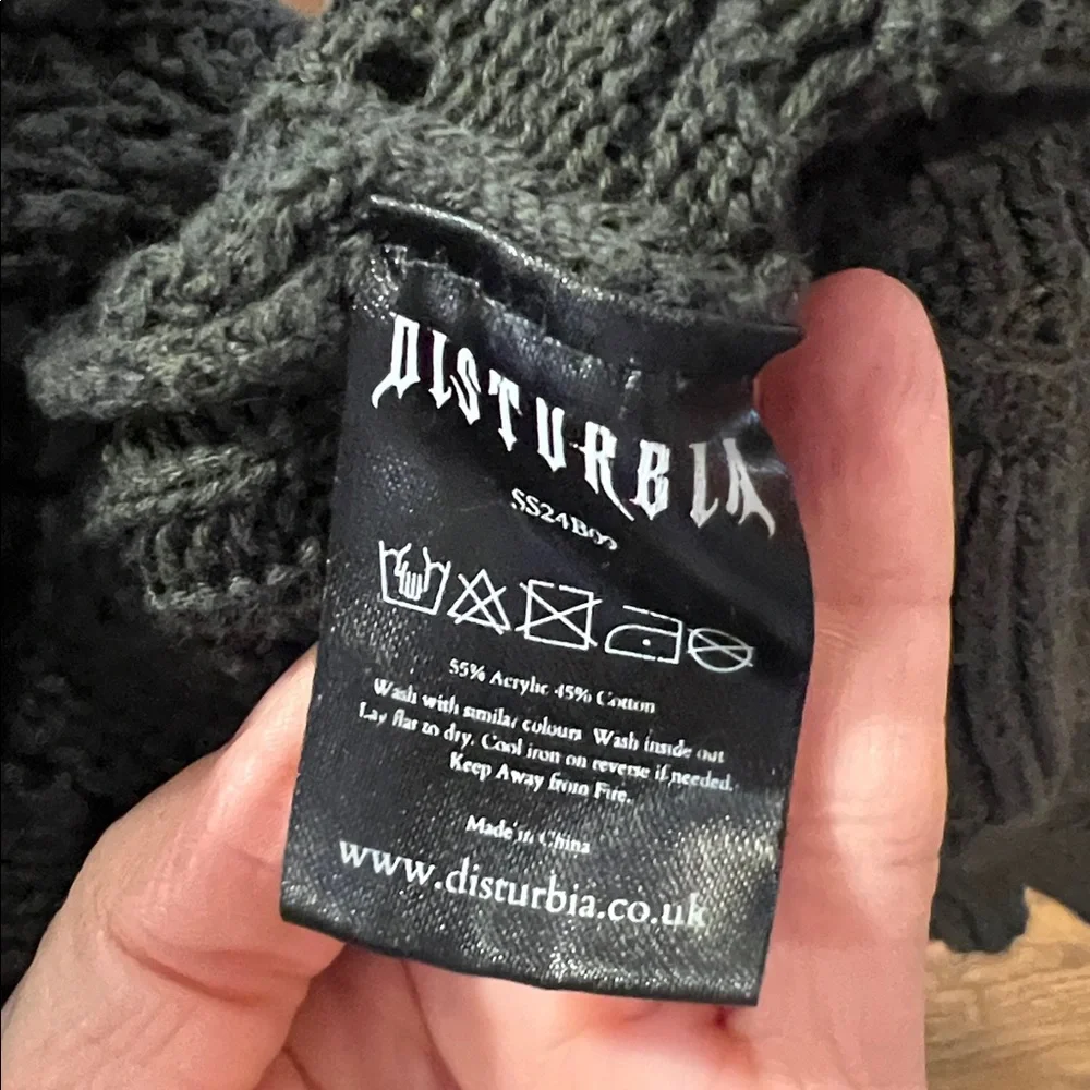 Disturbia Whimsickle Tie Close Black Cardigan Crochet - Picture 7 of 8
